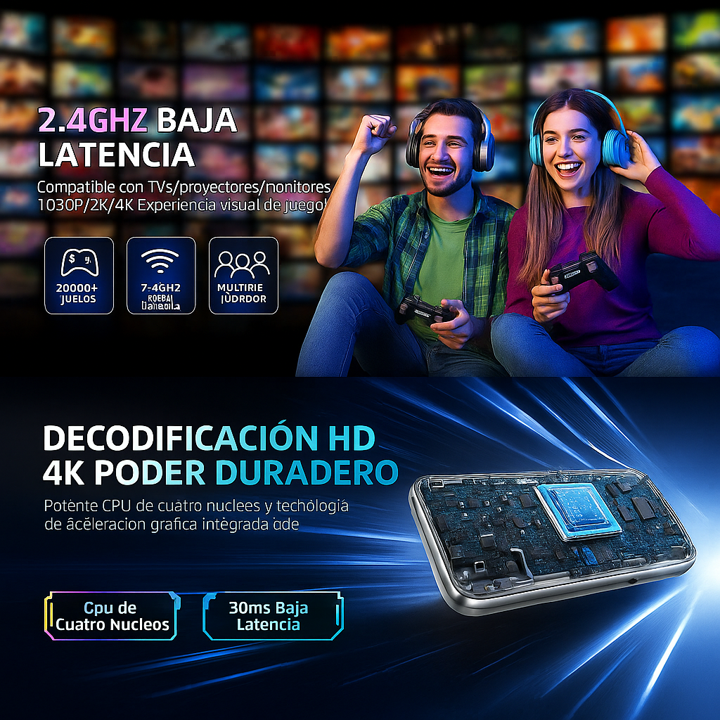 CONSOLA GAME STICK 4K PRO l +20.000 JUEGOS + 2 MANDOS DE REGALO